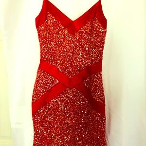 Above knee- Jovani Red Ruby Sequin Dress SZ 4